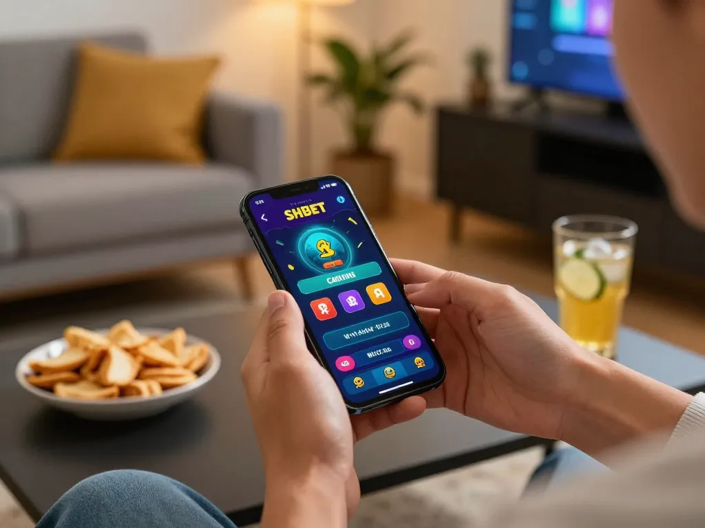 Engaging user on SHBET COM app showcasing dynamic online casino experience.