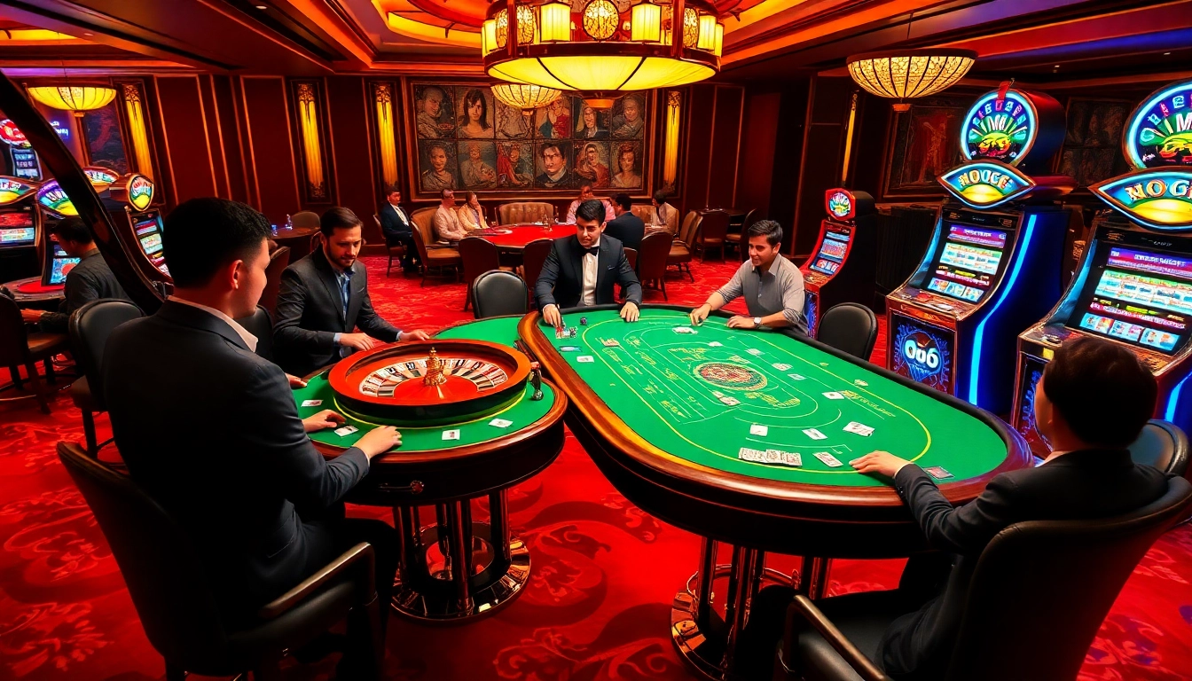 ผู้เล่น Noo66 ที่โต๊ะคาสิโนหรู พร้อมชิปและไพ่กำลังดำเนินเกม