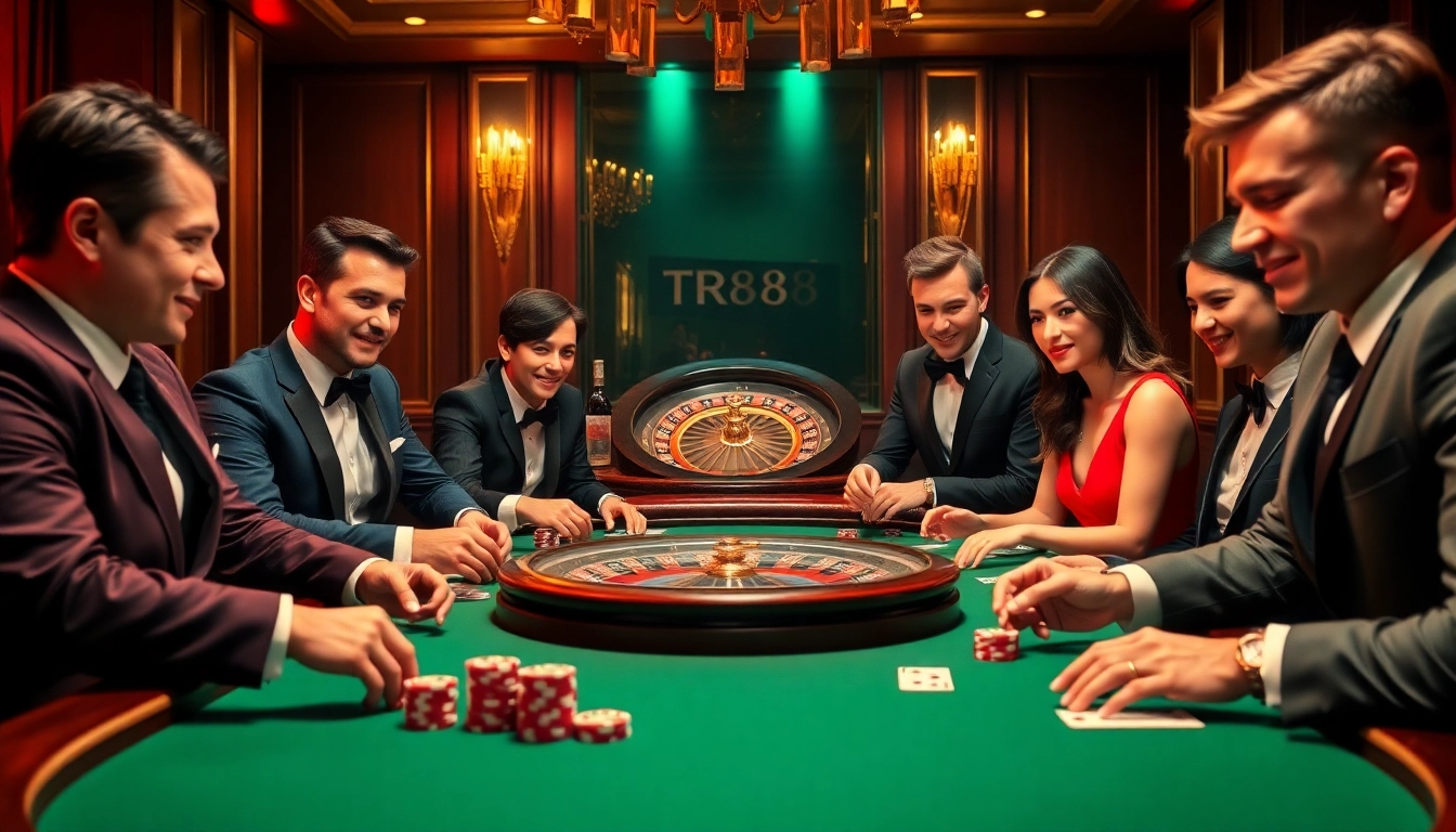 Experience an exciting poker game at TR88 casino, where vibrant chips and strategy come to life.