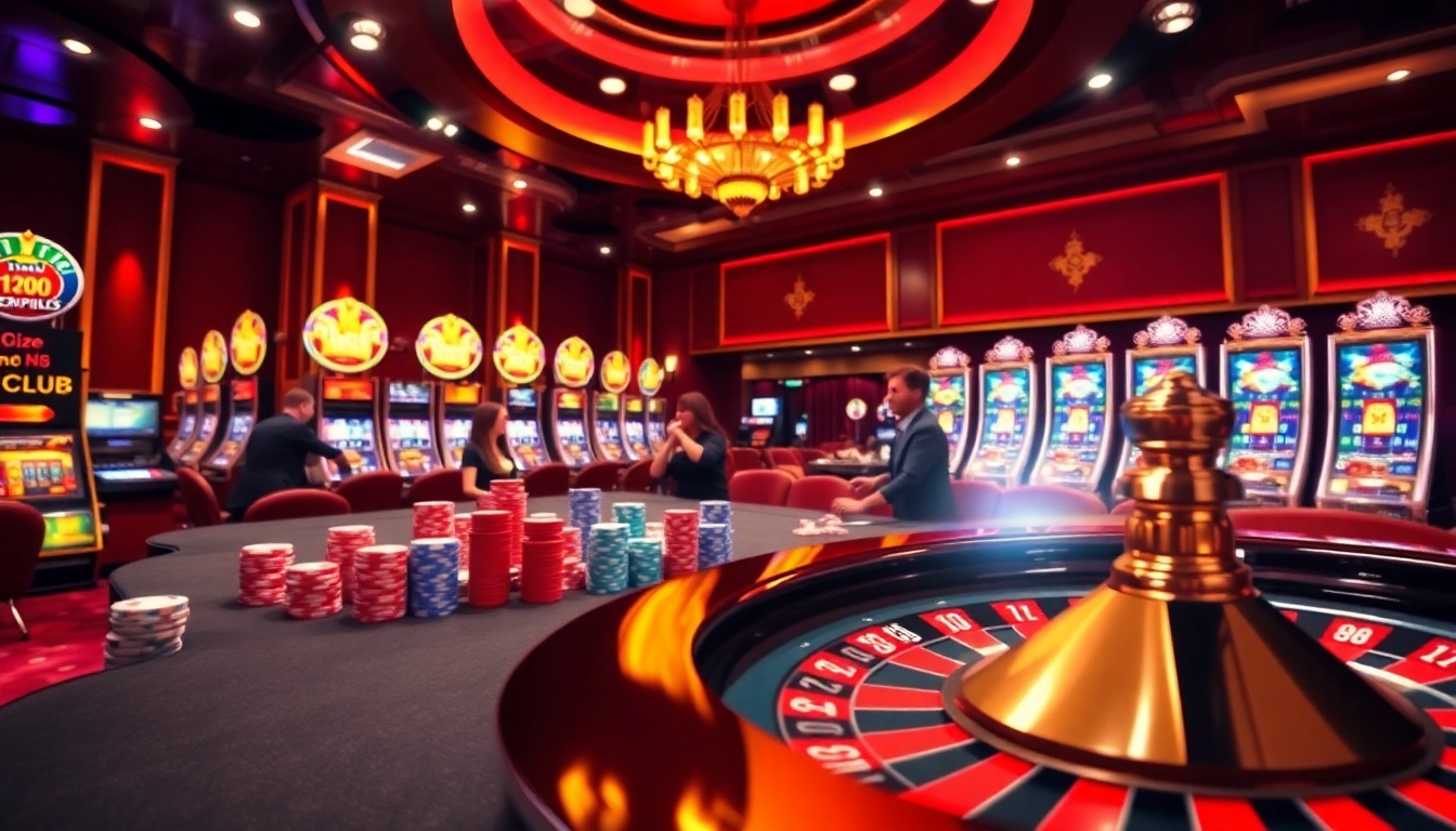 Exciting casino scene featuring poker, roulette, and vibrant gambling elements at hitclub.