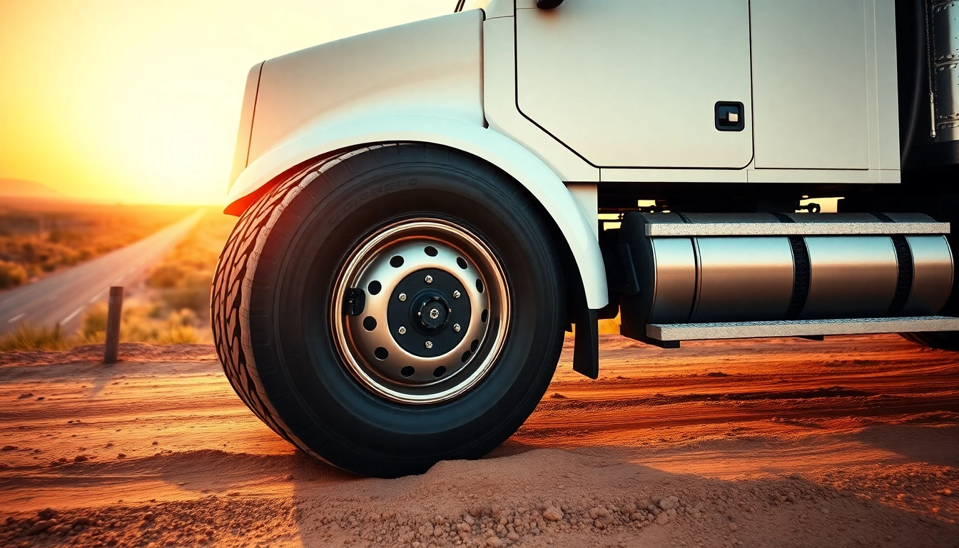 RR99 tire by Double Coin mounted on a truck, demonstrating all-position capability in rugged terrain.