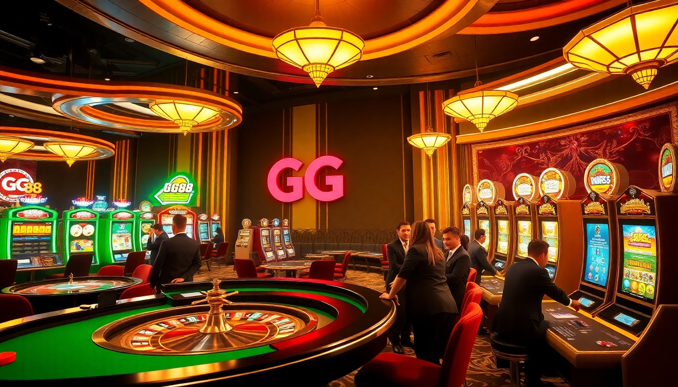 Exciting casino action at GG 88 with vibrant tables and slot machines.