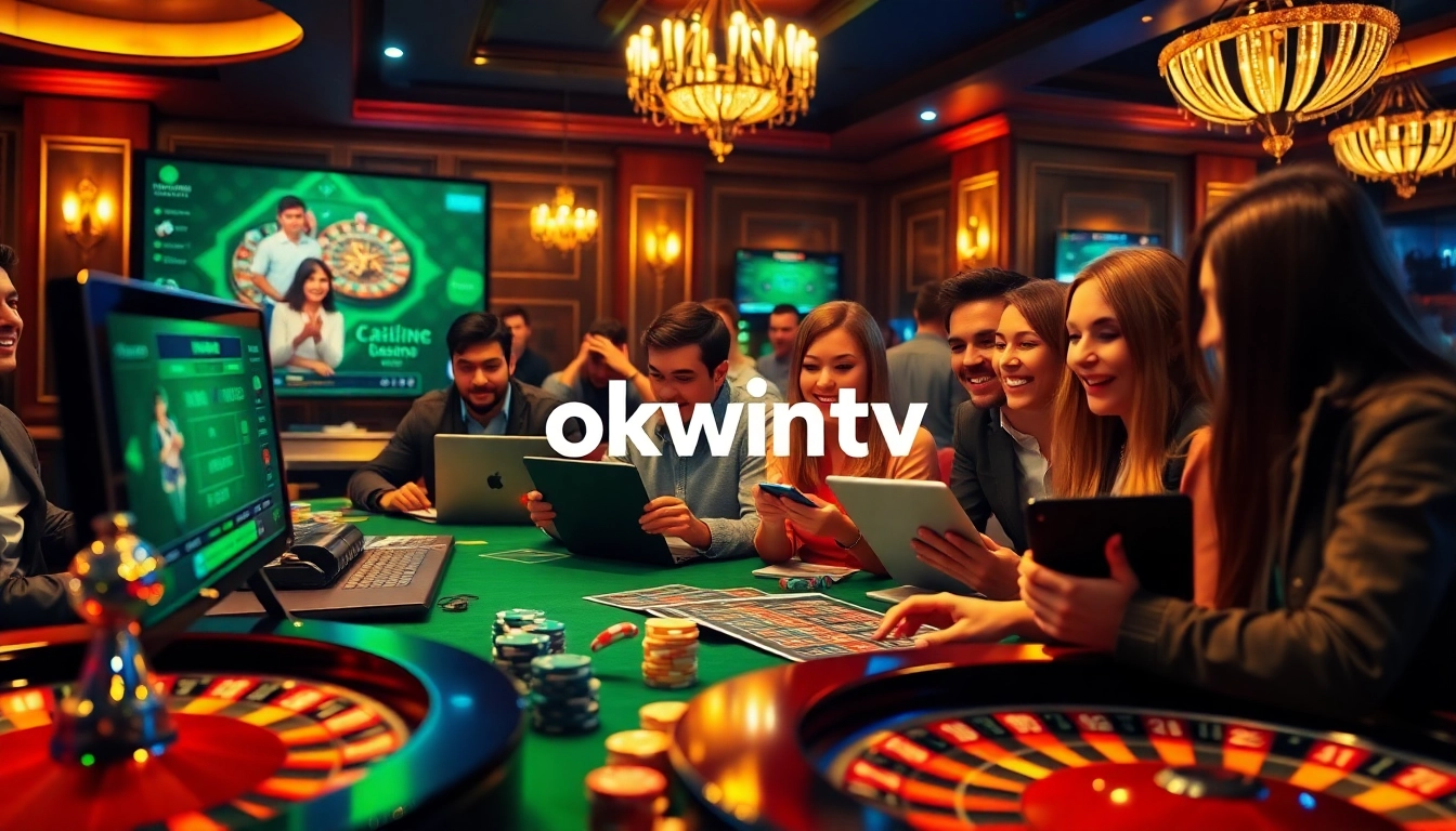 Experience the excitement of live sports streaming on Okwintv with vibrant visuals of online gambling action.
