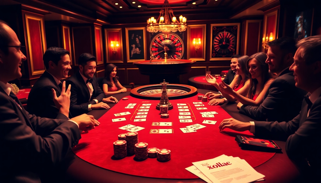 Experience high-stakes excitement with xoilac at a luxurious poker table featuring vibrant chips and expert players.